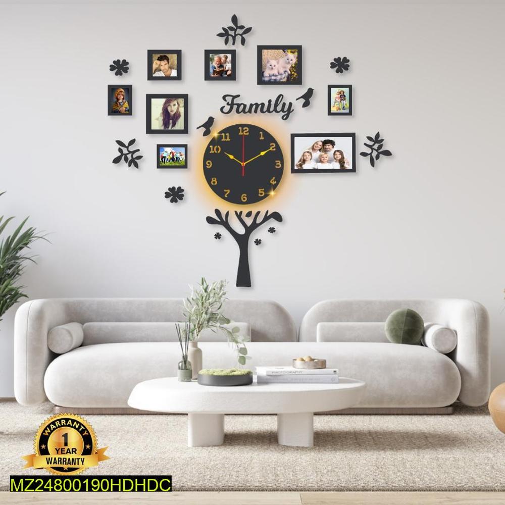 Beautiful family tree laminated clock with backlight
