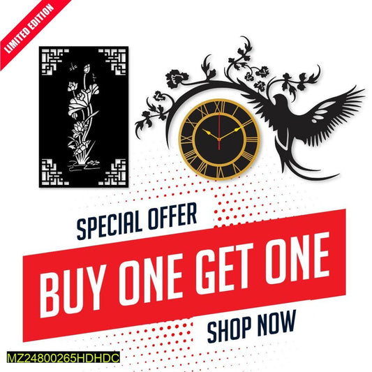 Eagle clock with flower wall haning