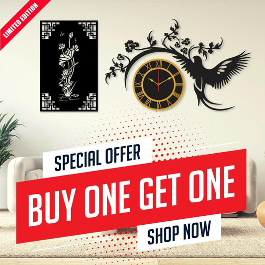 Eagle clock with flower wall haning