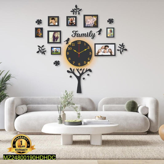 Beautiful family tree laminated clock with backlight
