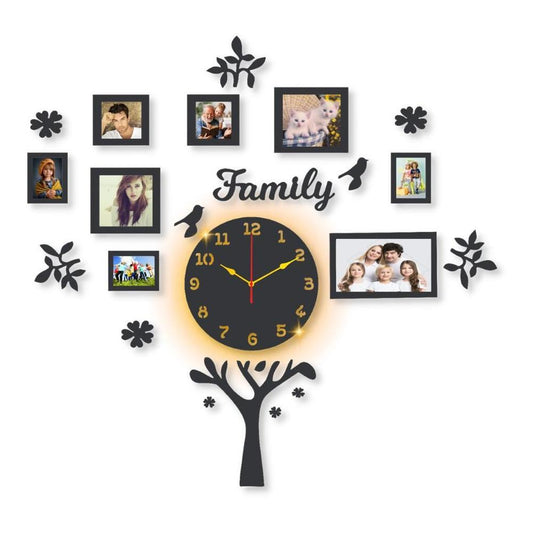 Beautiful family tree laminated clock with backlight